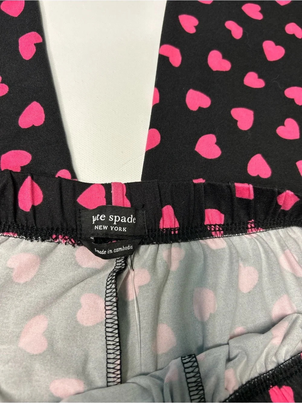 Kate Spade New York Pink Scattered Hearts Pajama Lounge Pants Black